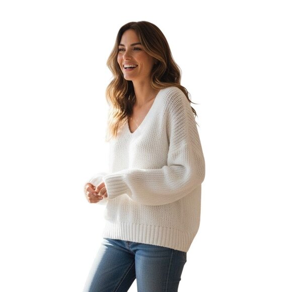 EAVES White Calla Sweater NWT - Size M - Picture 1 of 9